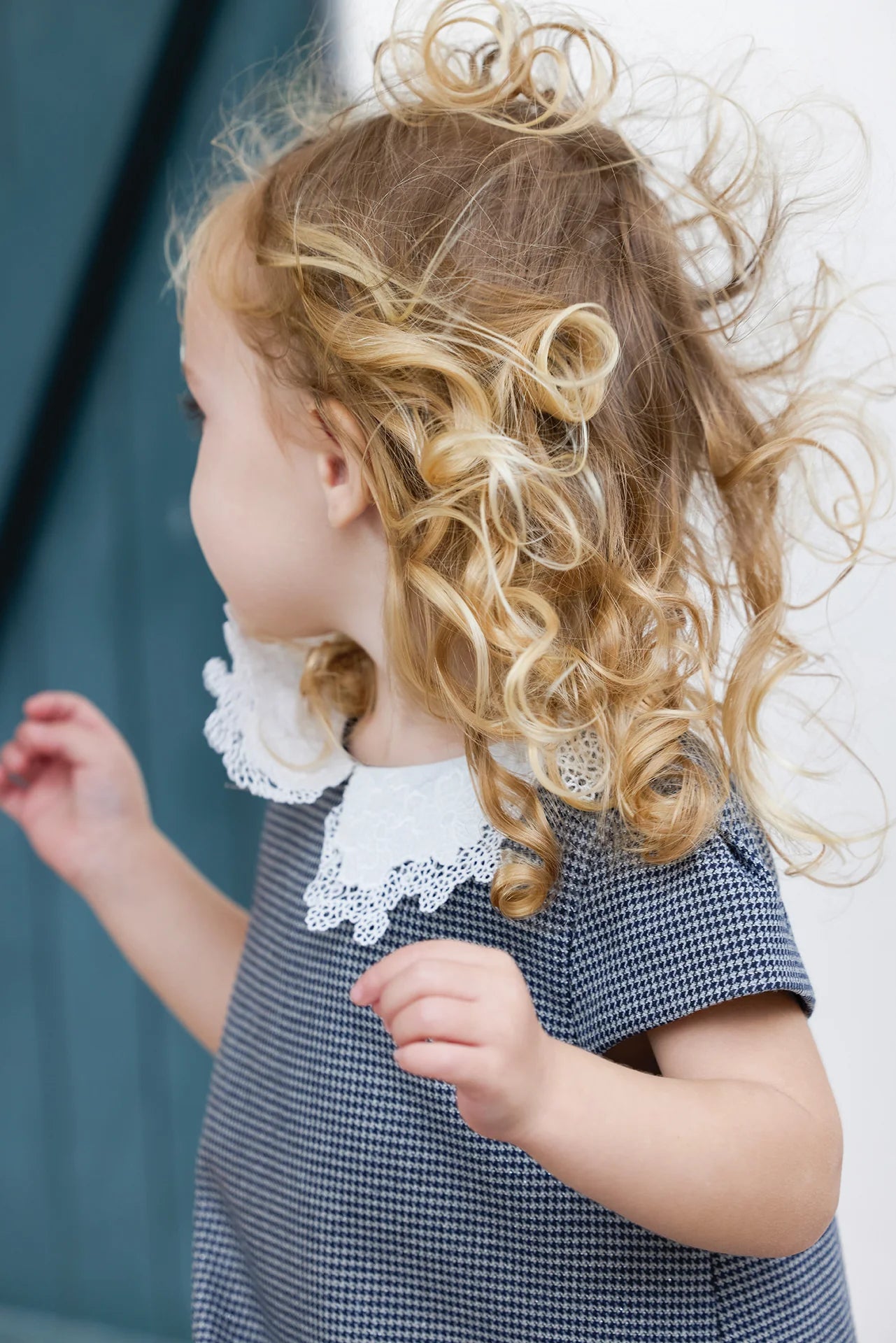 Image of Dress Navy Two-tone gingham iridescent