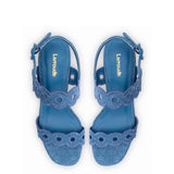 Florence Broderie Sandal In Blue Denim