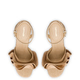 Selena Ruffle Sandal In Beige Raffia