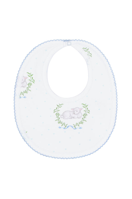 Blue Lamb Print Bib