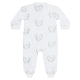 Blue Lamb Print Zipper Footie