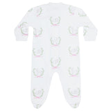 Pink Lamb Print Zipper Footie