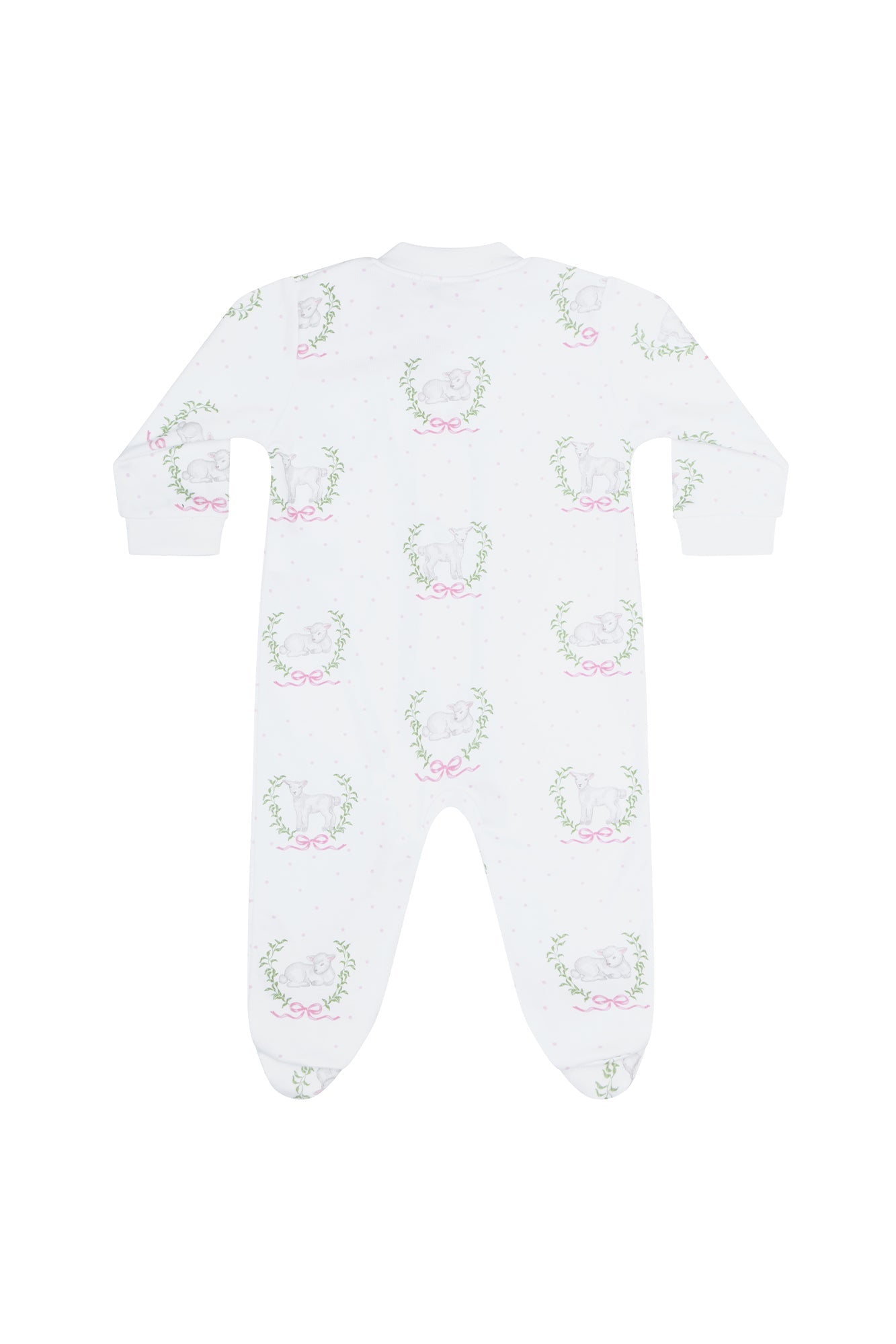 Image of Pink Lamb Print Zipper Footie