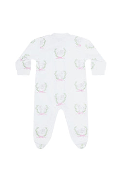 Image of Pink Lamb Print Zipper Footie