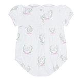 Pink Lamb Print Smocked Bubble