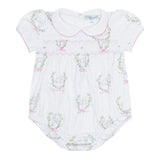 Pink Lamb Print Smocked Bubble