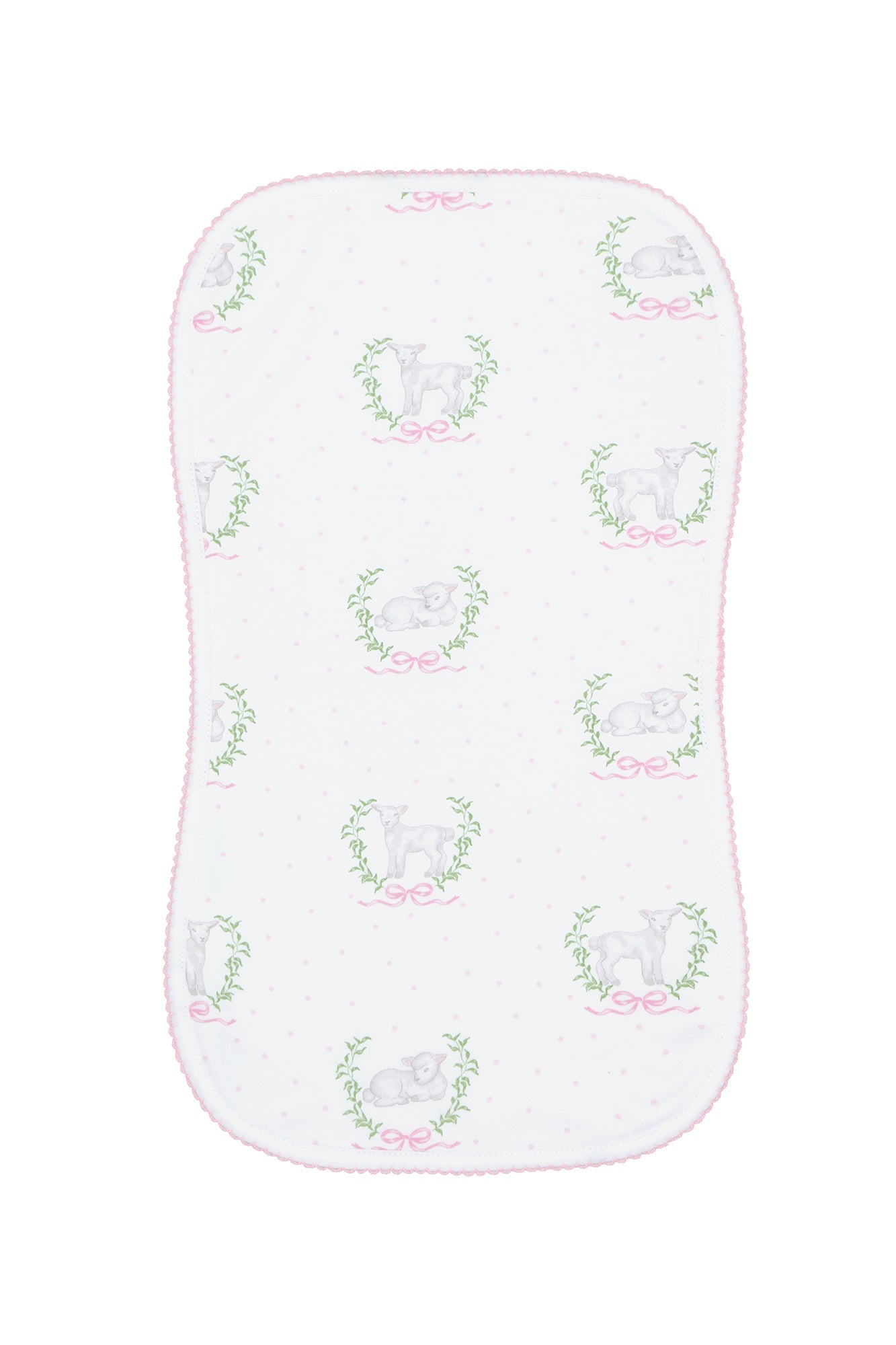 Image of Pink Lamb Print Burp Cloth