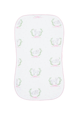 Image of Pink Lamb Print Burp Cloth