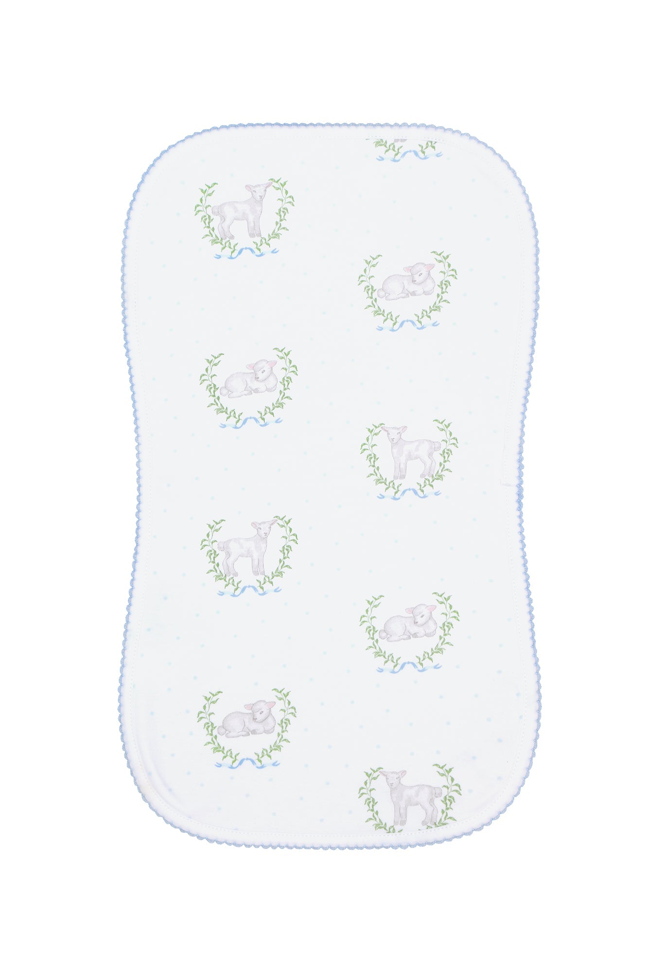 Image of Blue Lamb Print Burp Cloth
