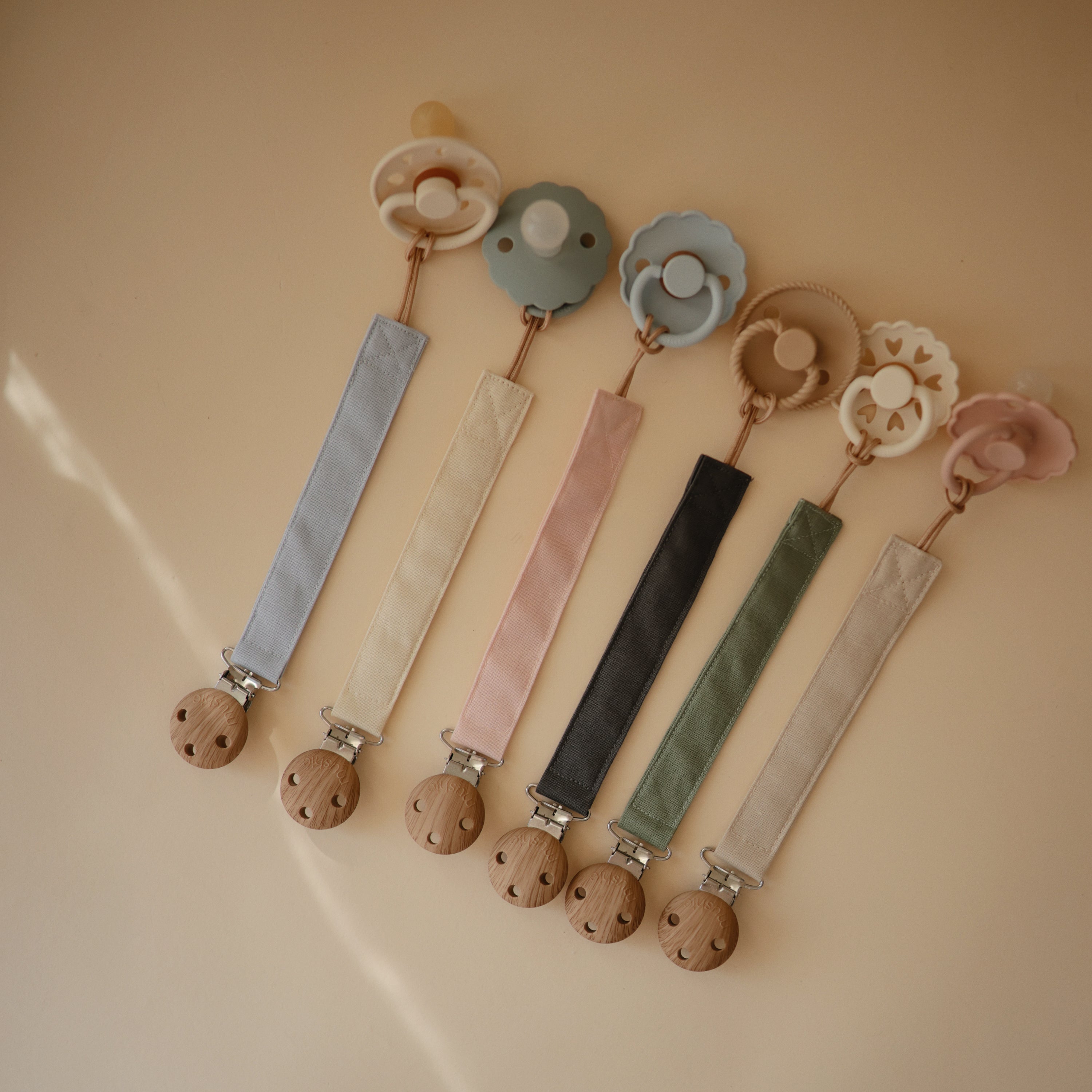 Image of Linen Pacifier Clip 2-Pack