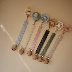 Image of Linen Pacifier Clip 2-Pack