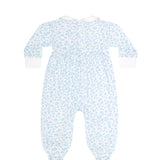 Blue Cheetah Print Smocked Footie