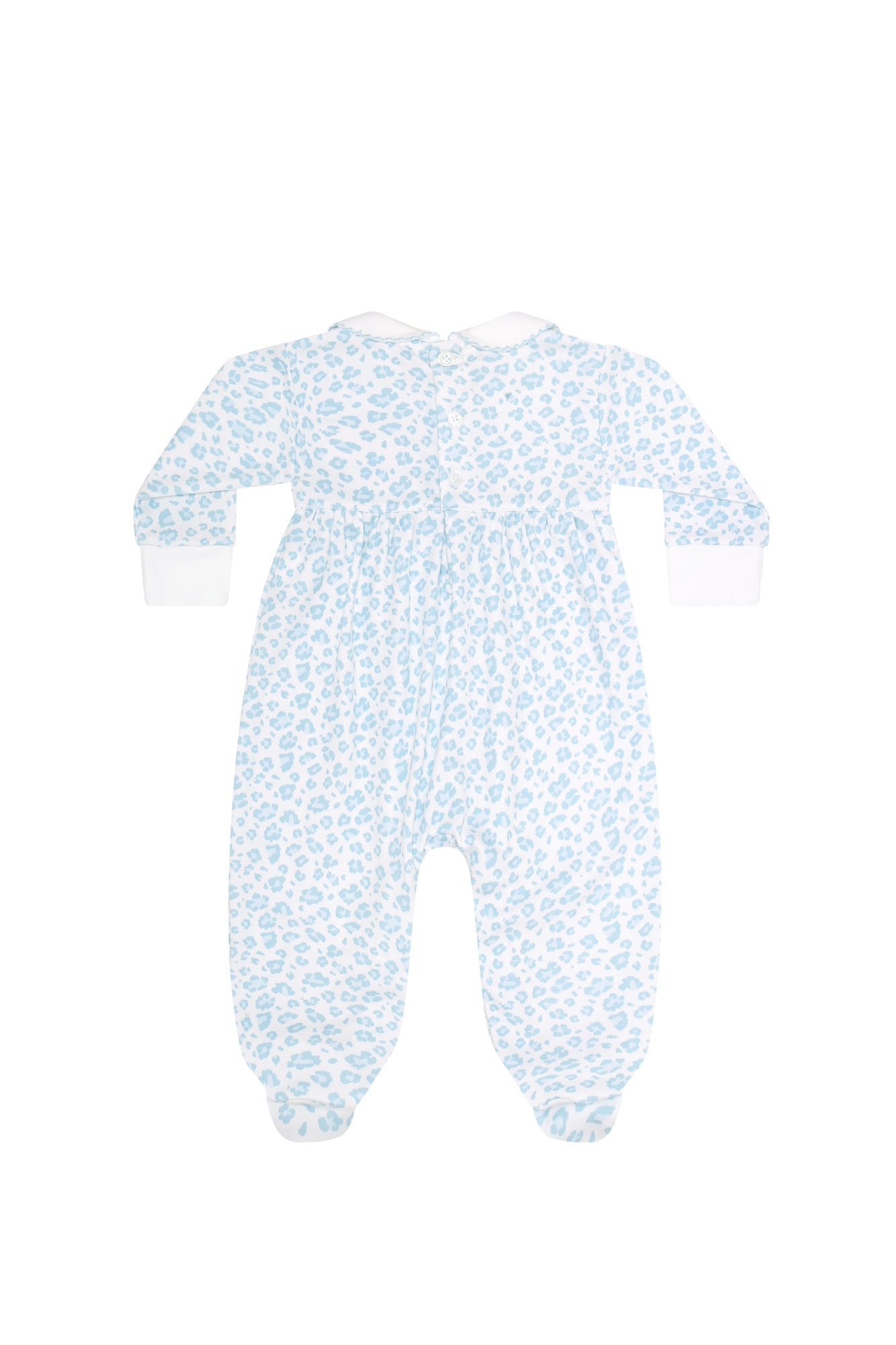 Image of Blue Cheetah Print Smocked Footie