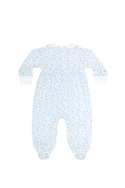 Image of Blue Cheetah Print Smocked Footie