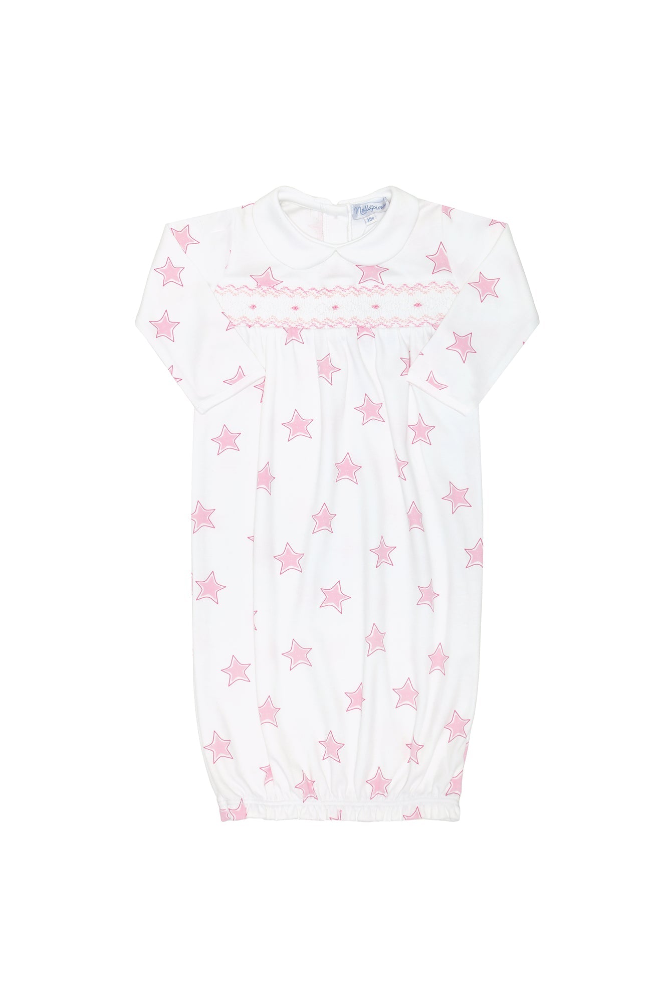 Pink Stars Print Smocked Gown 