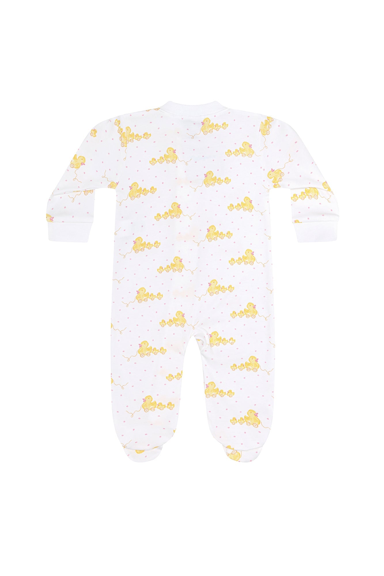 Image of Pink Ducks Print Zipper Footie