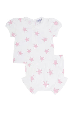 Image of Pink Stars Print Diaper Cover Set