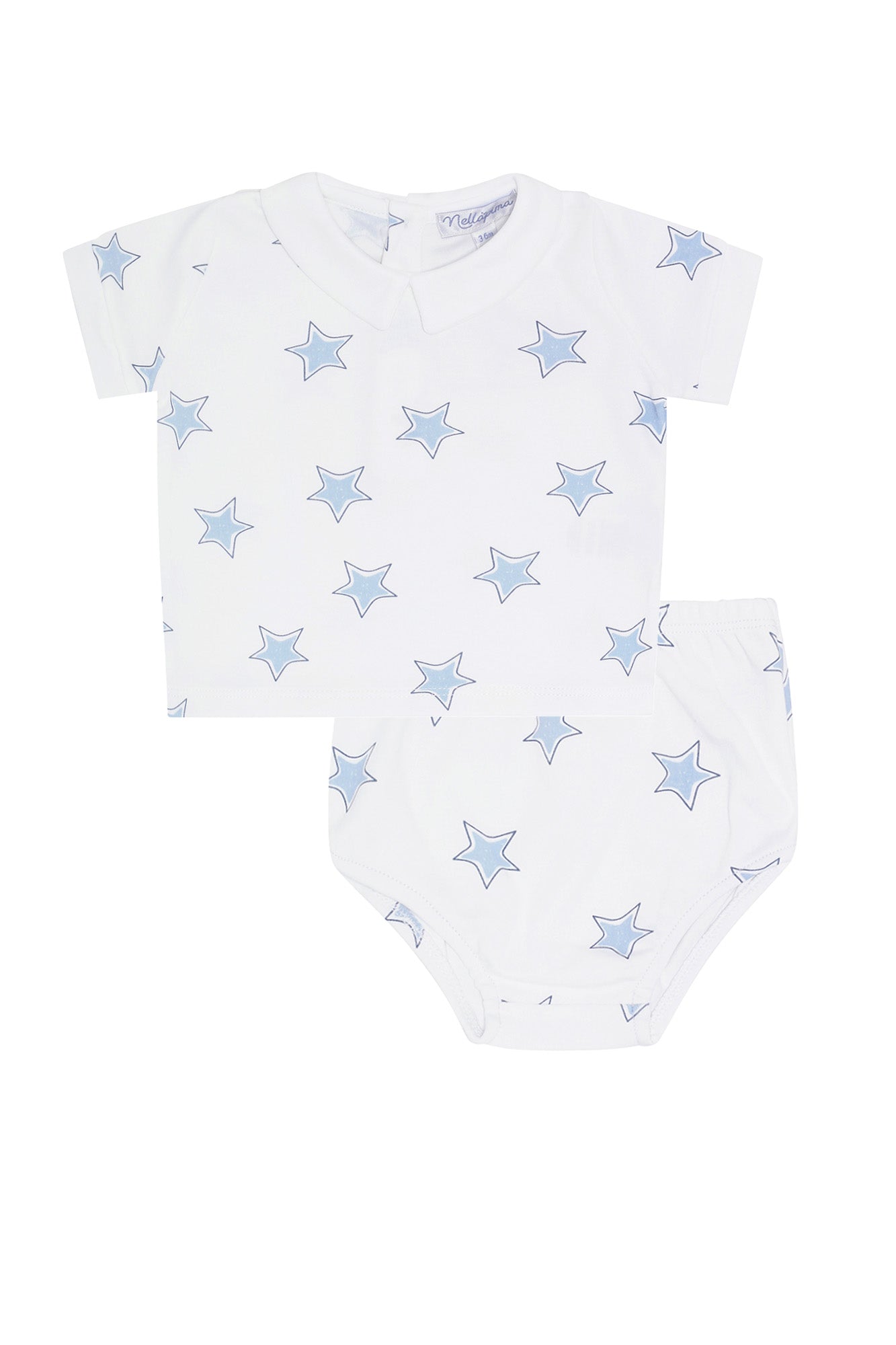 Image of Blue Stars Print Diaper Cover Set