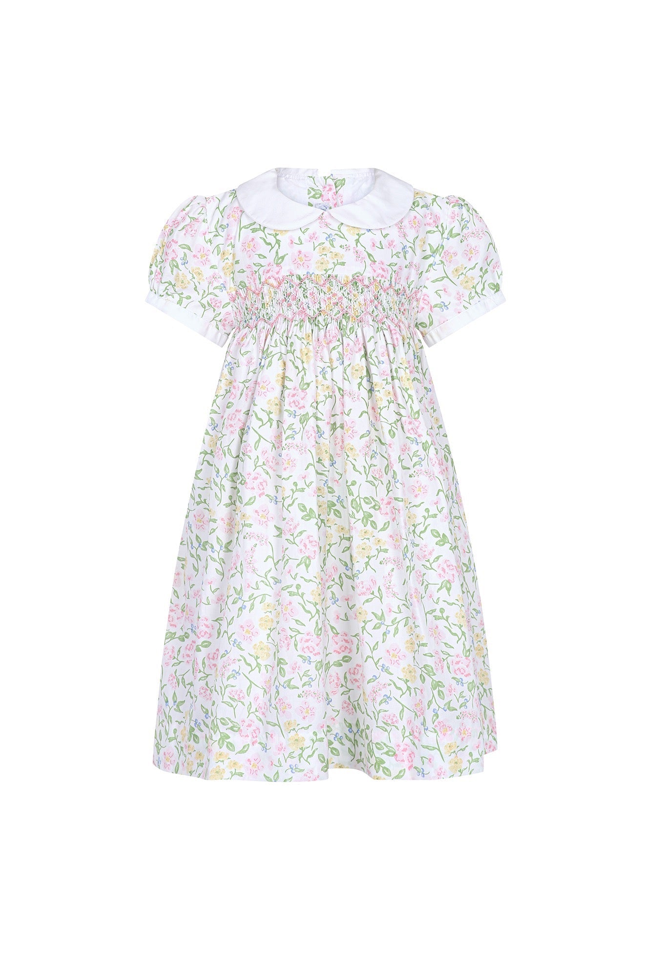 Image of Berry Wildflowers Print Smocked Dress