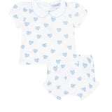 Blue Heart Print Diaper Cover Set