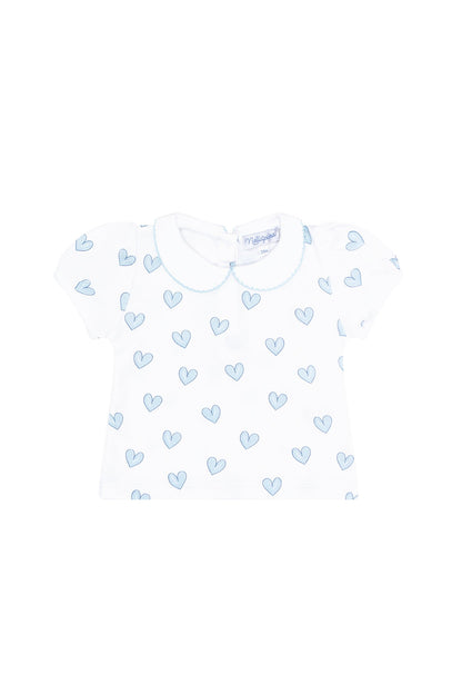 Blue Heart Print Diaper Cover Set