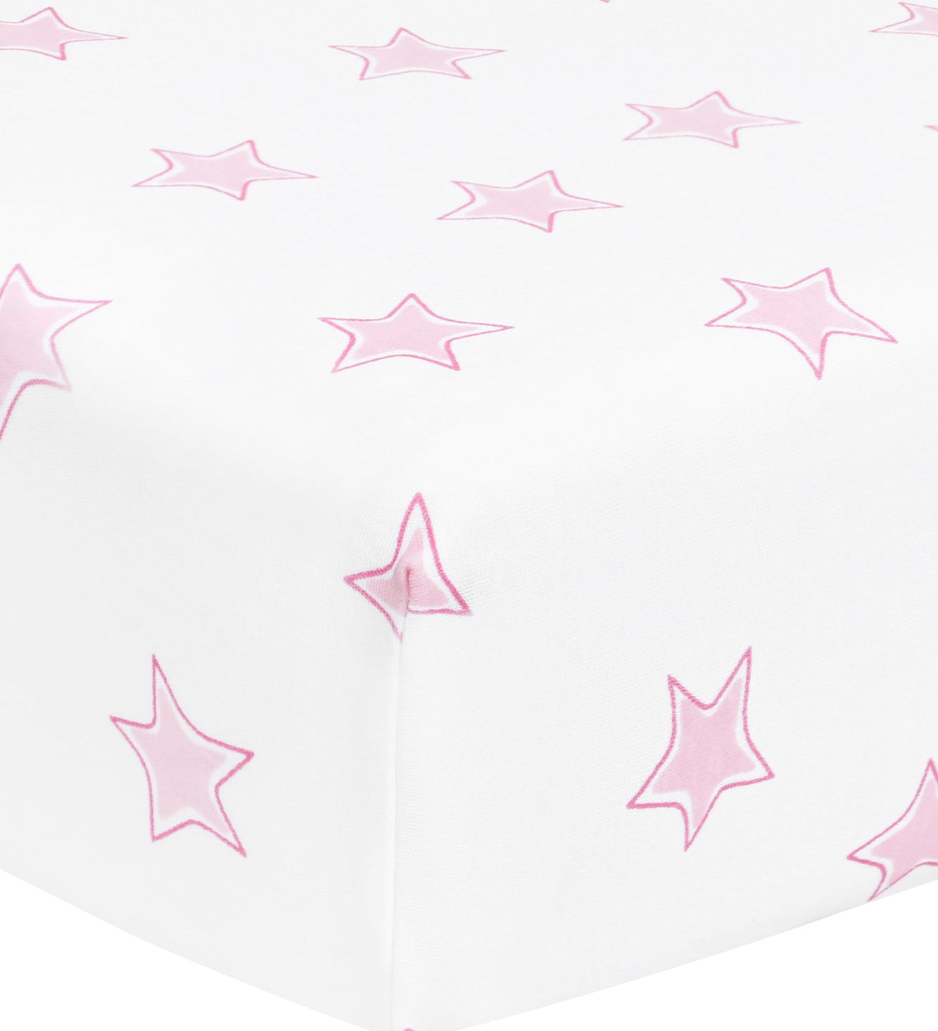 Pink Stars Print Crib Sheets