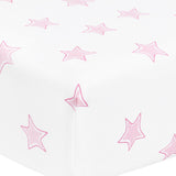 Pink Stars Print Crib Sheets