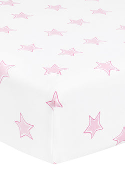 Image of Pink Stars Print Crib Sheets