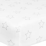 Grey Stars Print Crib Sheets