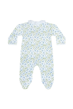 Image of Blue Vines Print Crossover Footie