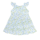 Blue Vines Print Ruffle Dress