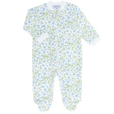 Blue Vines Print Zipper Footie