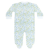 Blue Vines Print Zipper Footie