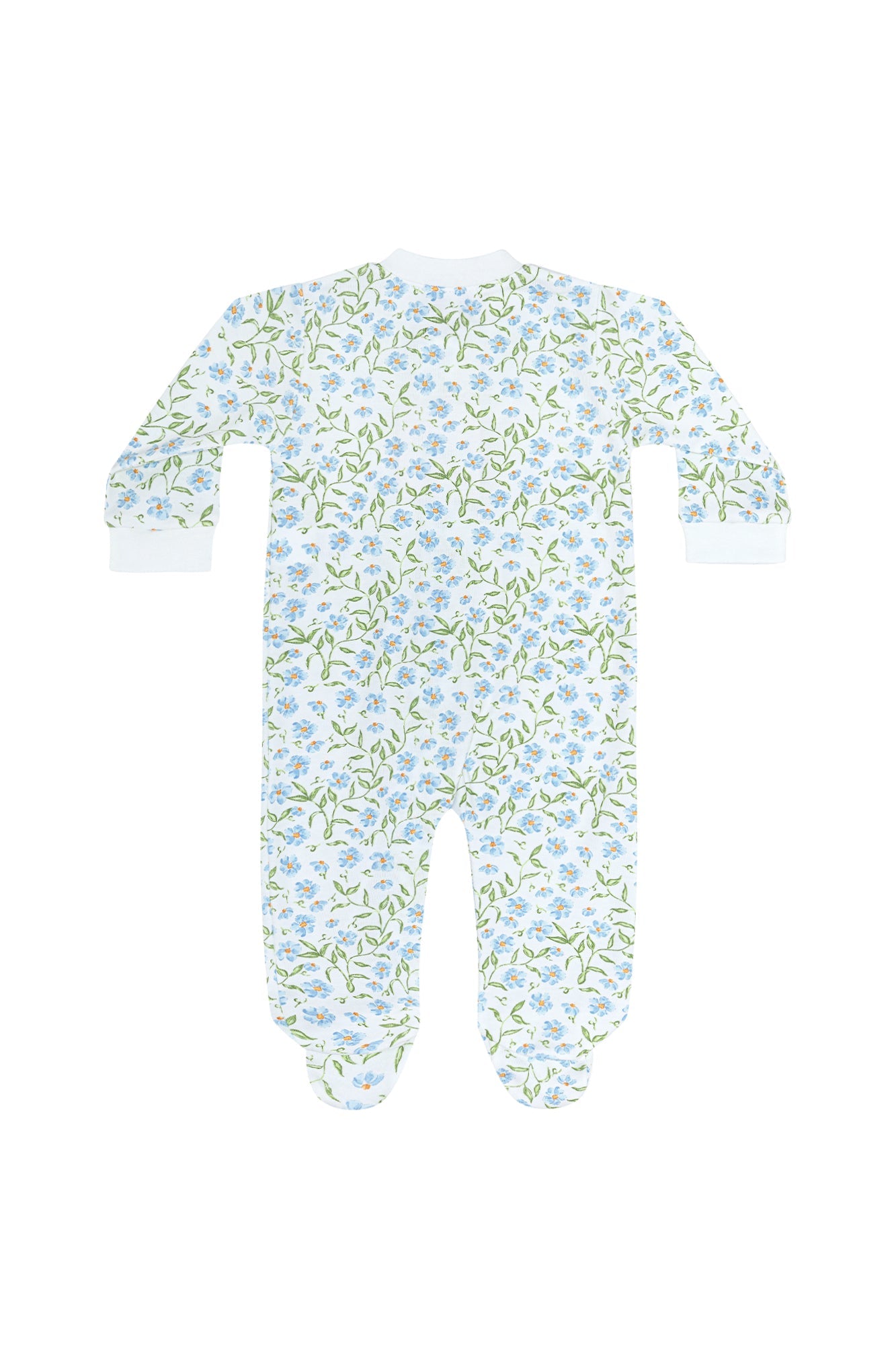 Image of Blue Vines Print Zipper Footie