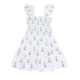 Lighthouse Print Gathered Dress