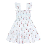 Lighthouse Print Gathered Dress