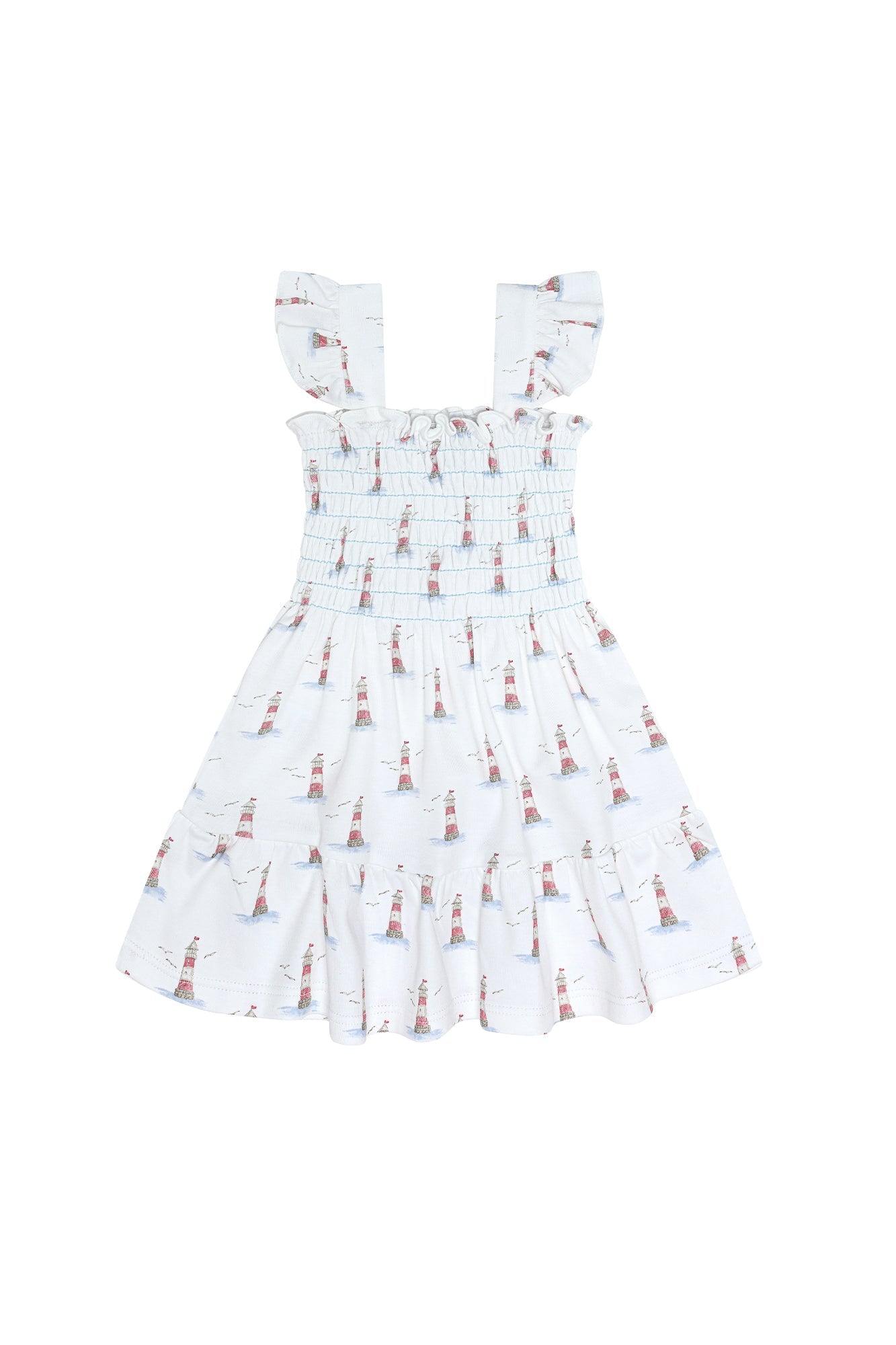 Image of Lighthouse Print Gathered Dress