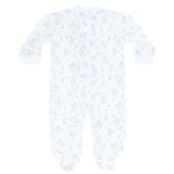 Blue Bunny Toile Zipper Footie