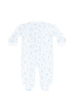 Image of Blue Bunny Toile Zipper Footie