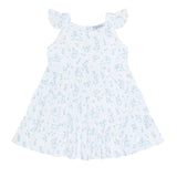 Blue Bunny Toile Ruffle Dress