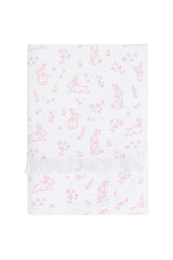 Image of Pink Bunny Toile Blanket