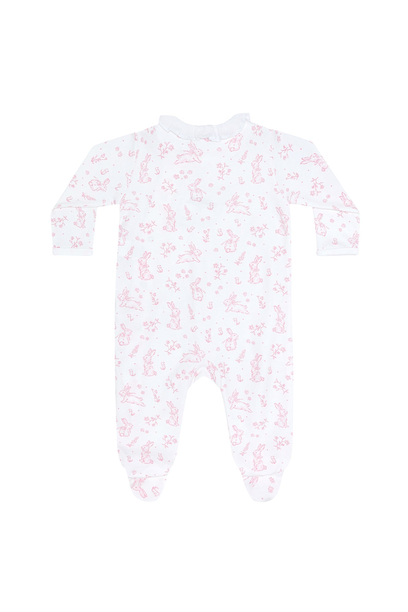 Image of Pink Bunny Toile Crossover Footie