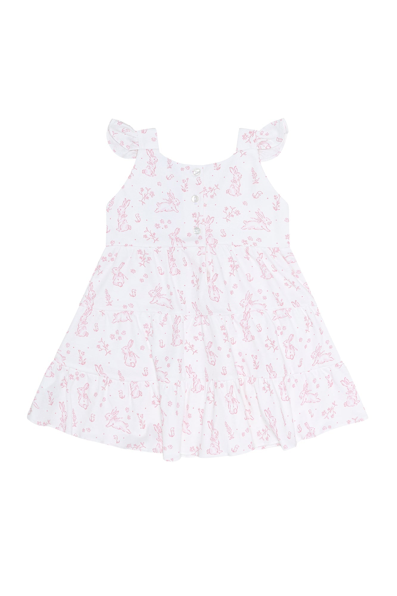 Image of Pink Bunny Toile Ruffle Dress