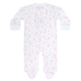 Pink Bunny Toile Zipper Footie