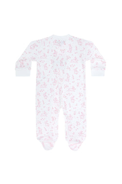 Image of Pink Bunny Toile Zipper Footie