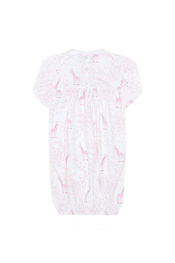 Image of Pink Giraffe Print Smocked Gown 