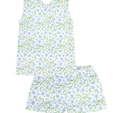 Blue Vines Print Summer Short Set