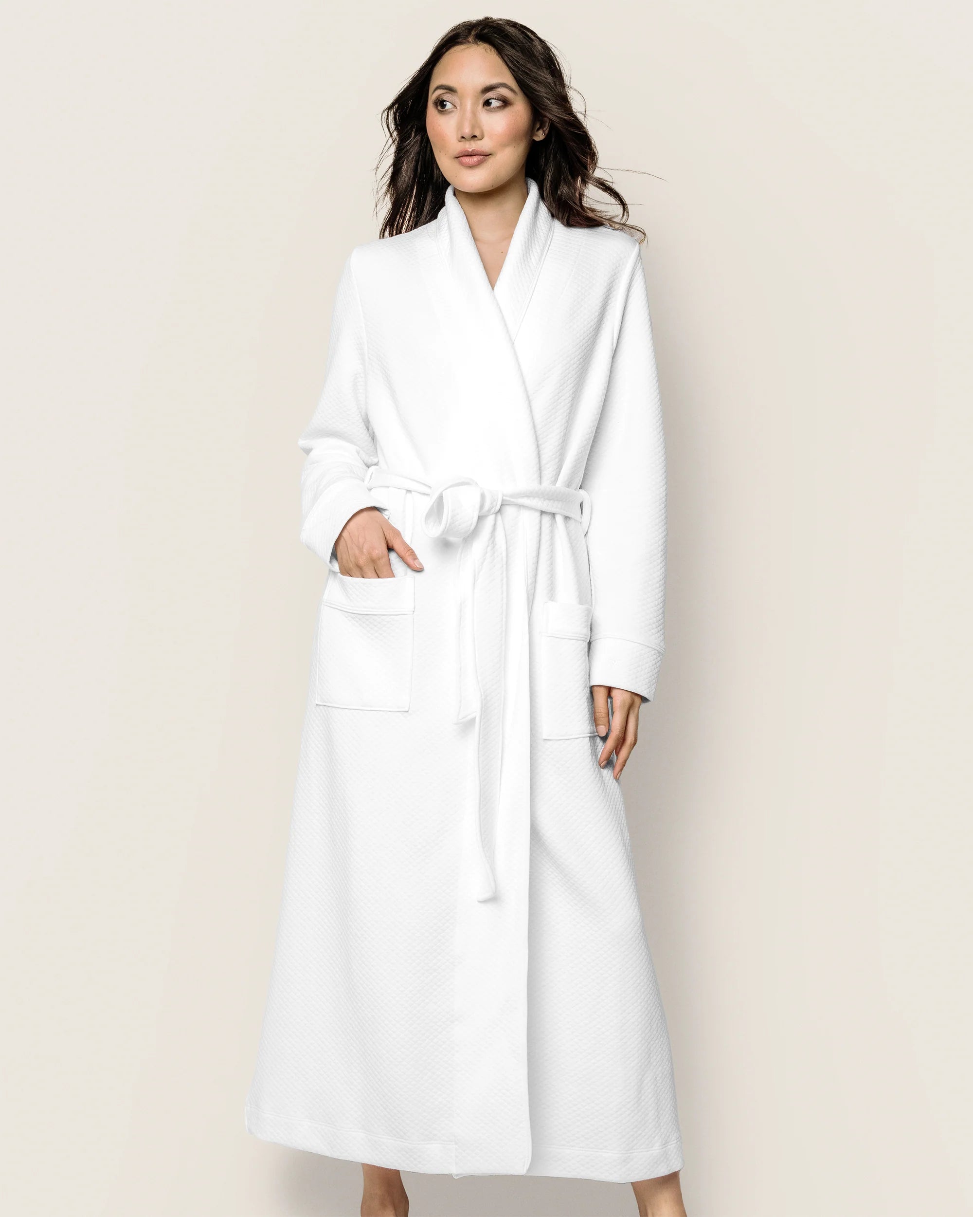 Women's Pima Ophelia Robe in White Jacquard