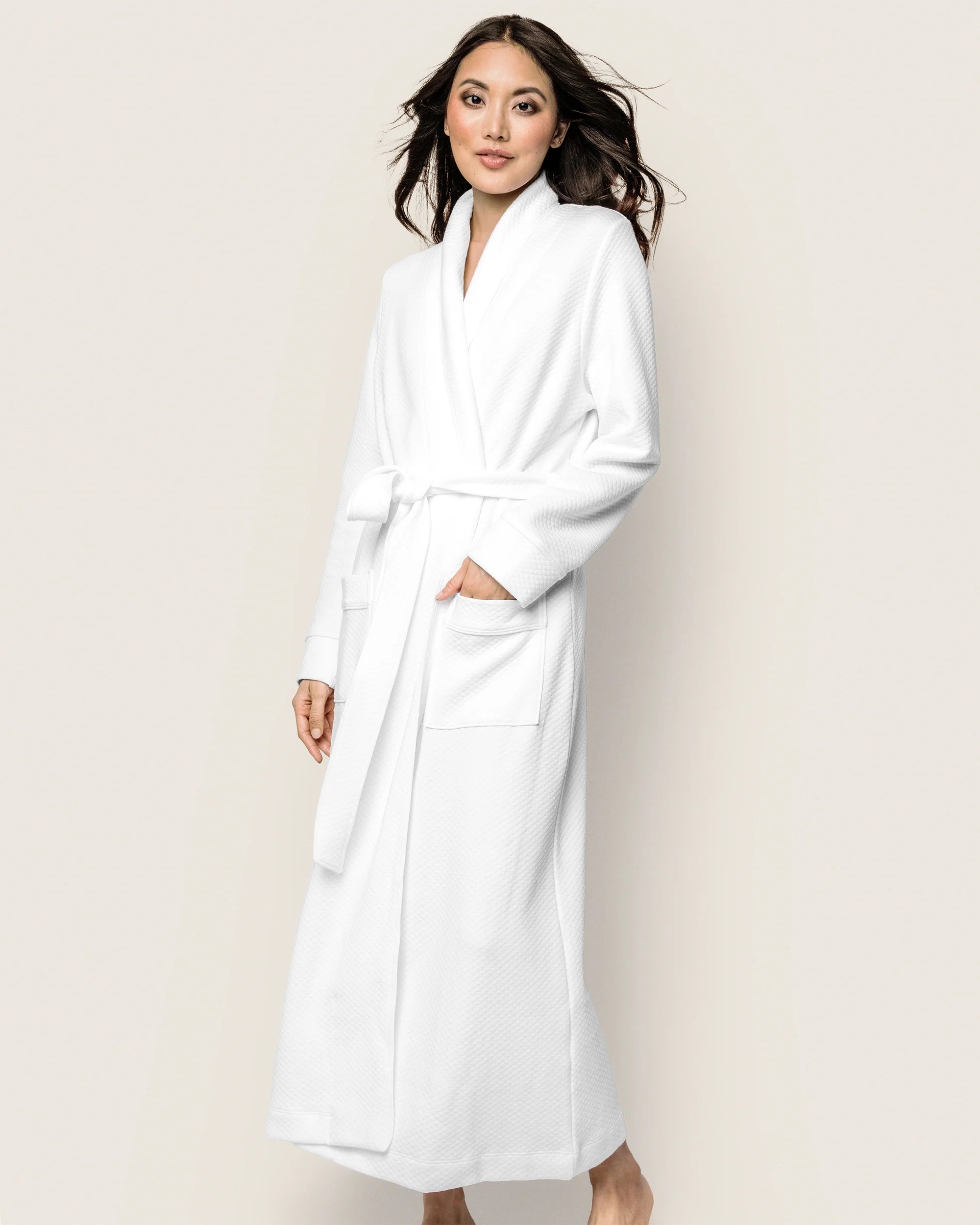 Image of Women's Pima Ophelia Robe in White Jacquard