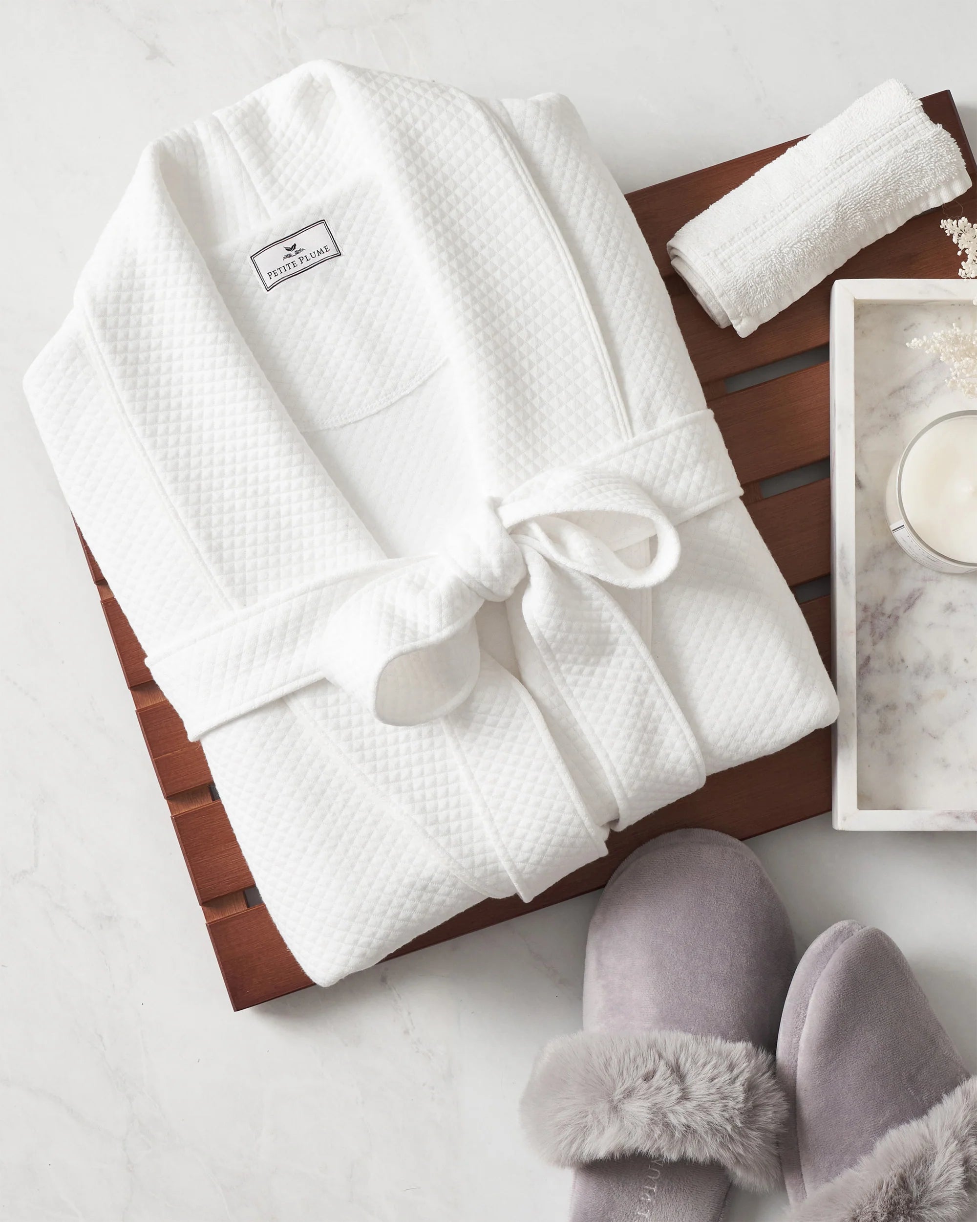 Image of Women's Pima Ophelia Robe in White Jacquard